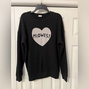Oat Collective Heart Midwest Black Sweatshirt Size Large
